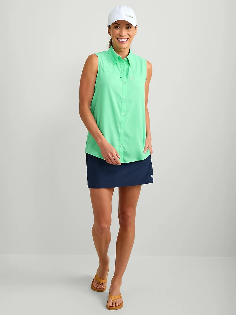 Huk Women's Tide Point Button-Down Sleeveless Shirt
