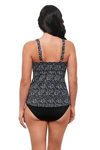 Swim Solutions Women's Abstract Diamonds Triple Tier Tankini Top