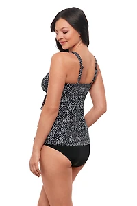 Swim Solutions Women's Abstract Diamonds Triple Tier Tankini Top