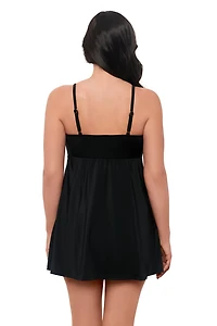 Swim Solutions Women's Solid Empire Swimdress One Piece Swimsuit