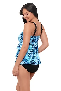 Swim Solutions Women's Leaf It Alone Triple Tier Fauxkini One Piece Swimsuit