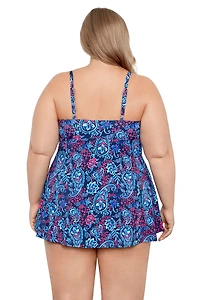Swim Solutions Women's Plus Spring Fling Empire Swimdress