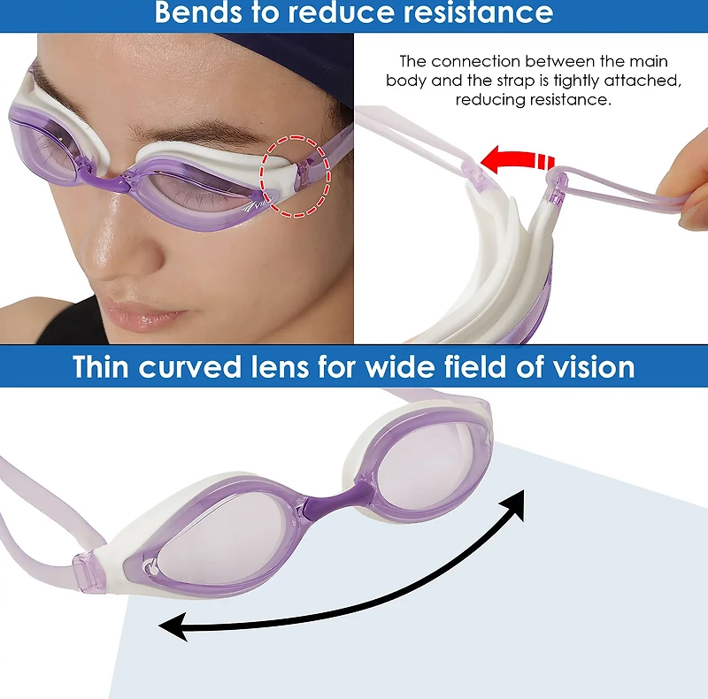 View Adults' AILE SWIPE Antifog Racing Swim Goggles