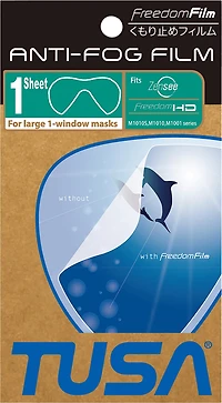 Tusa Antifog Freedom Film for Large Single Window Scuba Diving Masks