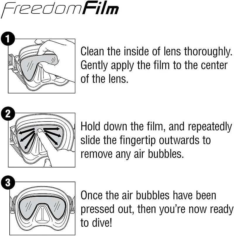 Tusa Antifog Freedom Film for Large Single Window Scuba Diving Masks