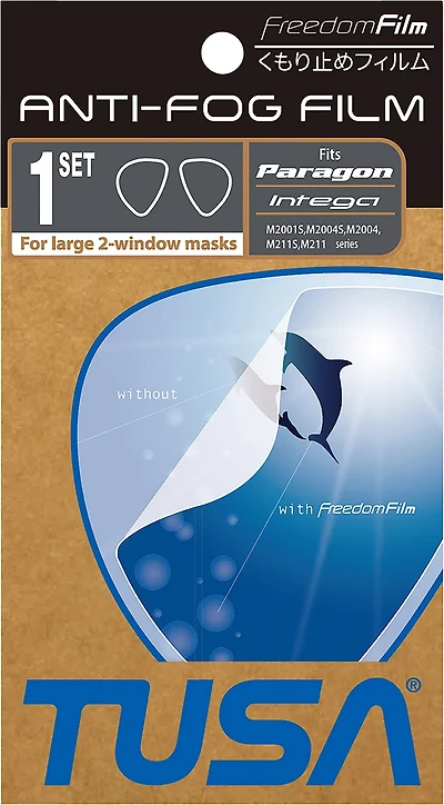Tusa Antifog Freedom Film for Large 2-Window Scuba Diving Masks
