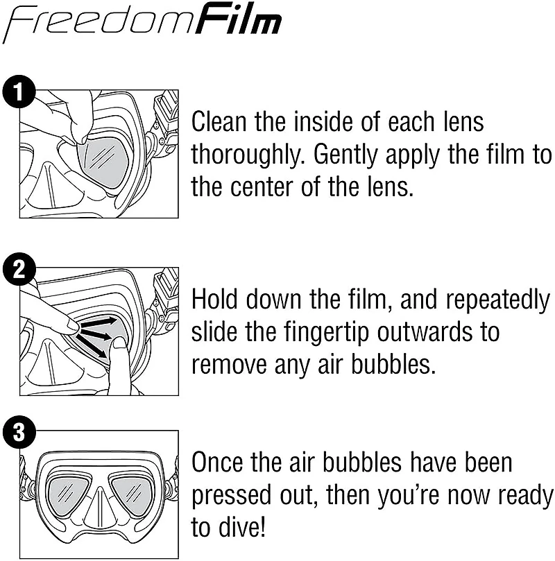 Tusa Antifog Freedom Film for Large 2-Window Scuba Diving Masks