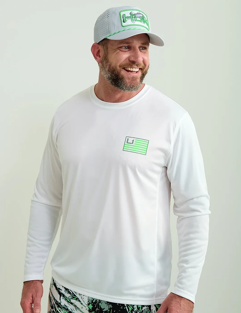 Huk Men's and Bars Pursuit Performance Crewneck Long Sleeve T-shirt