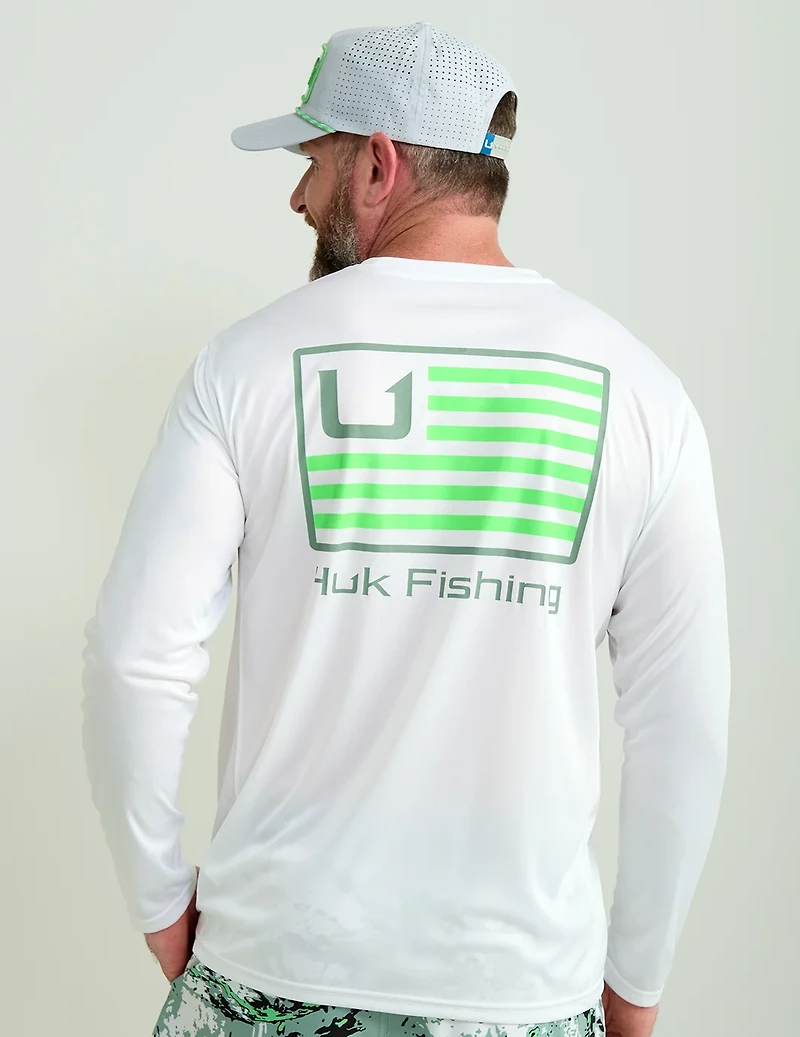 Huk Men's and Bars Pursuit Performance Crewneck Long Sleeve T-shirt