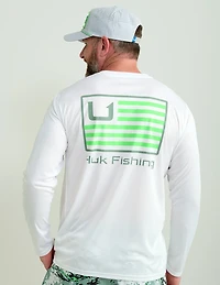 Huk Men's and Bars Pursuit Performance Crewneck Long Sleeve T-shirt