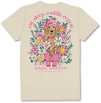 Simply Southern Girls' Floral Cow Dog Graphic T-shirt
