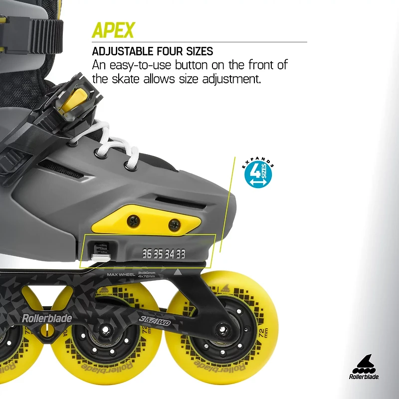 Rollerblade Youth Apex Adjustable Urban Performance Inline Skates