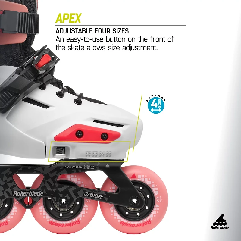 Rollerblade Youth Apex Adjustable Urban Performance Inline Skates