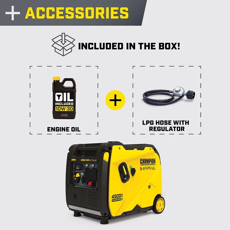 Champion Power Equipment 4,500W Electric Start Dual Fuel RV Ready Inverter Generator