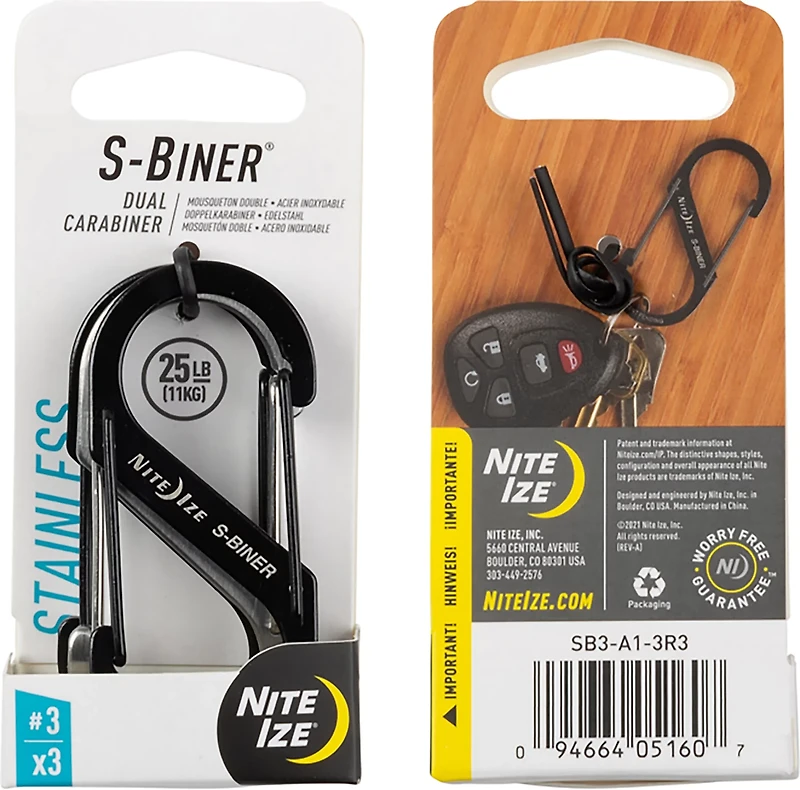 Nite Ize S-Biner Stainless Steel Dual Carabiner #3 3-Pack