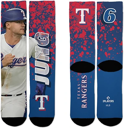 For Bare Feet Youth Texas Rangers Josh Jung Road Warrior Player Crew Socks