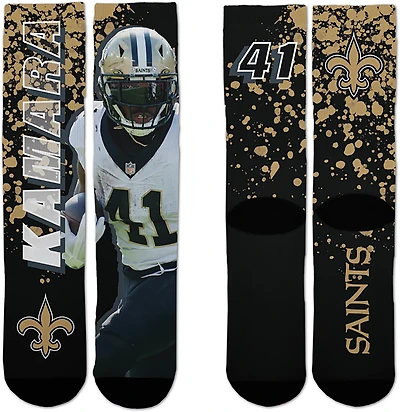 For Bare Feet Youth New Orleans Saints Alvin Kamara Road Warrior Player Crew Socks