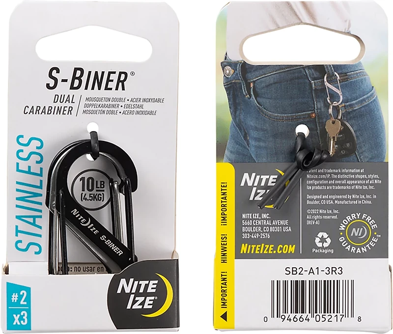 Nite Ize S-Biner Stainless Steel Dual Carabiners 3-Pack