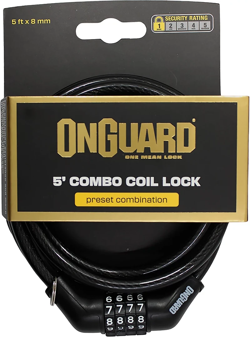 OnGuard Adults' 5 ft x 8 mm Combo Cable Lock
