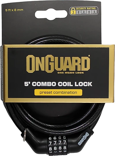 OnGuard Adults' 5 ft x 8 mm Combo Cable Lock