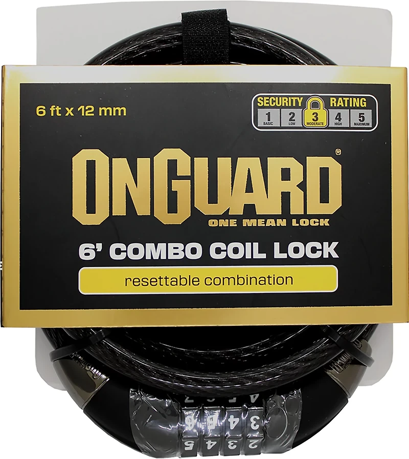 OnGuard Adults' 6 ft x 12 mm Combo Cable Lock