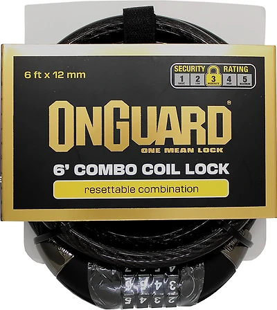OnGuard Adults' 6 ft x 12 mm Combo Cable Lock