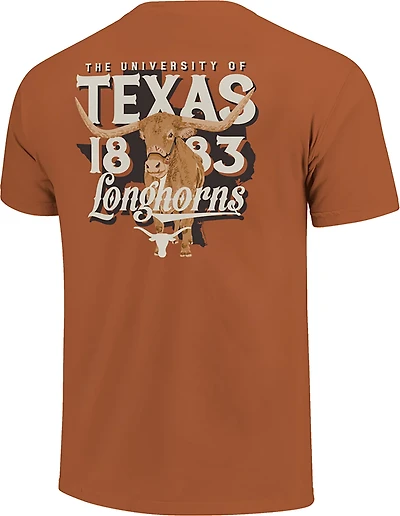 Image One Men's Texas Longhorns Bevo State Double Sided Short Sleeve T-shirt