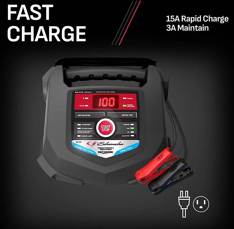 Schumacher SC1280 15A 6/12V Car and Boat Rapid Charger