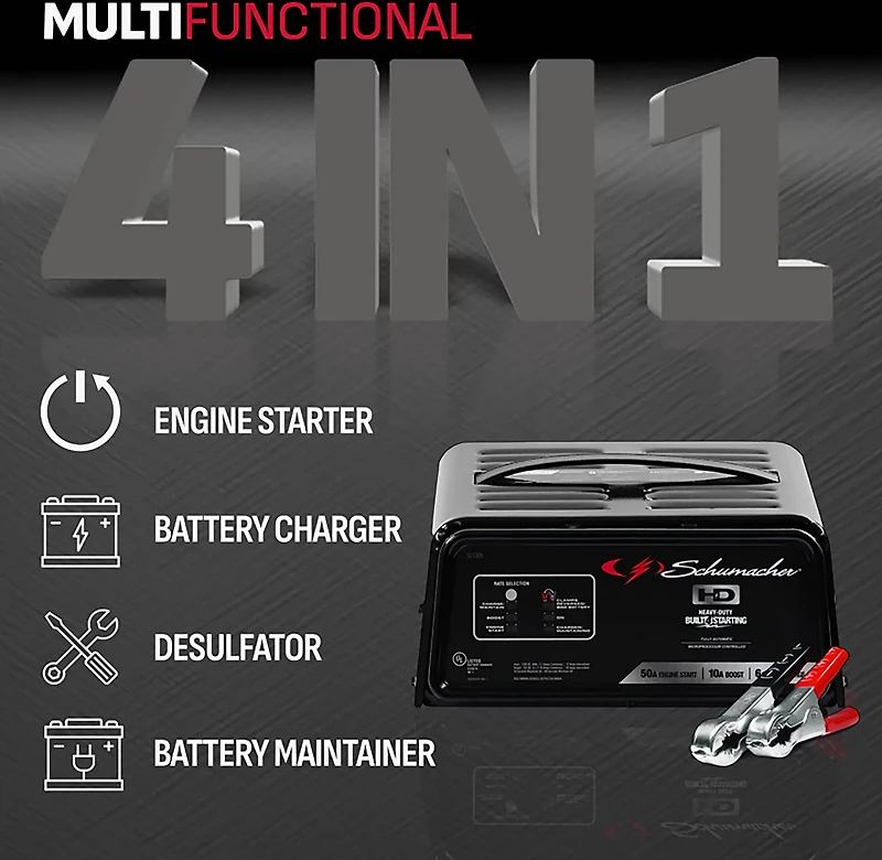 Schumacher SC1305 50/10/6 2A 12V Handheld Charger with Engine Start
