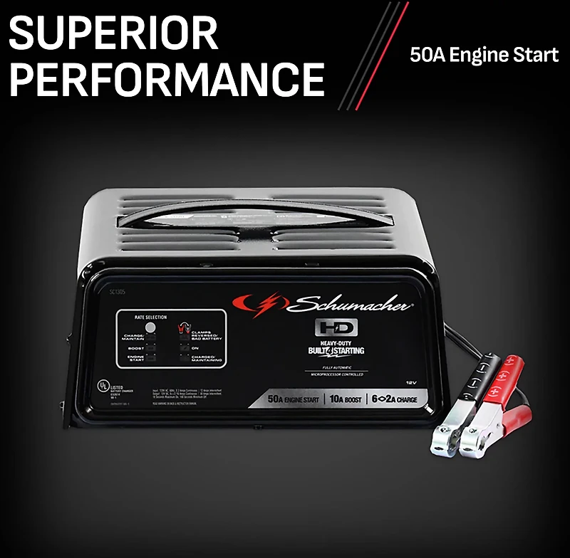 Schumacher SC1305 50/10/6 2A 12V Handheld Charger with Engine Start