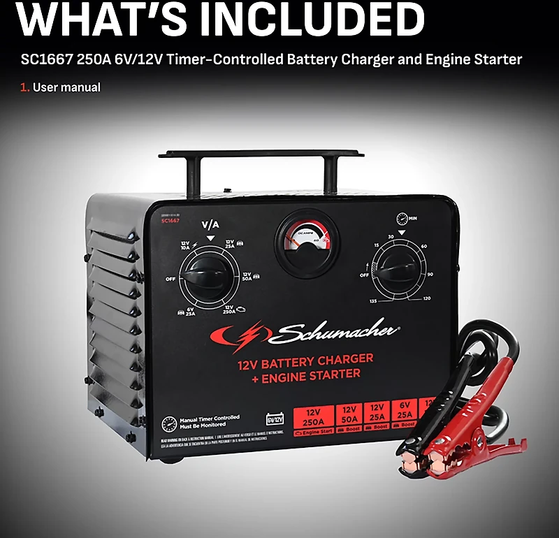Schumacher Sc1667 10/25/50/250A 6/12V Charger
