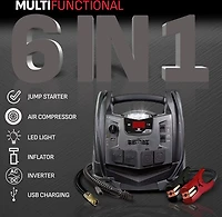 Schumacher SJ1427 1,500 Peak Amp Portable 6-in-1 Power Jump Starter