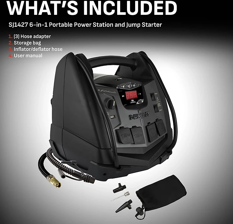 Schumacher SJ1427 1,500 Peak Amp Portable 6-in-1 Power Jump Starter