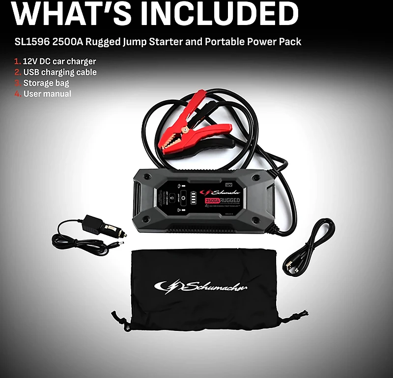 Schumacher SL1596 2,500 Peak Amp Rugged Lithium-ion Jump Starter