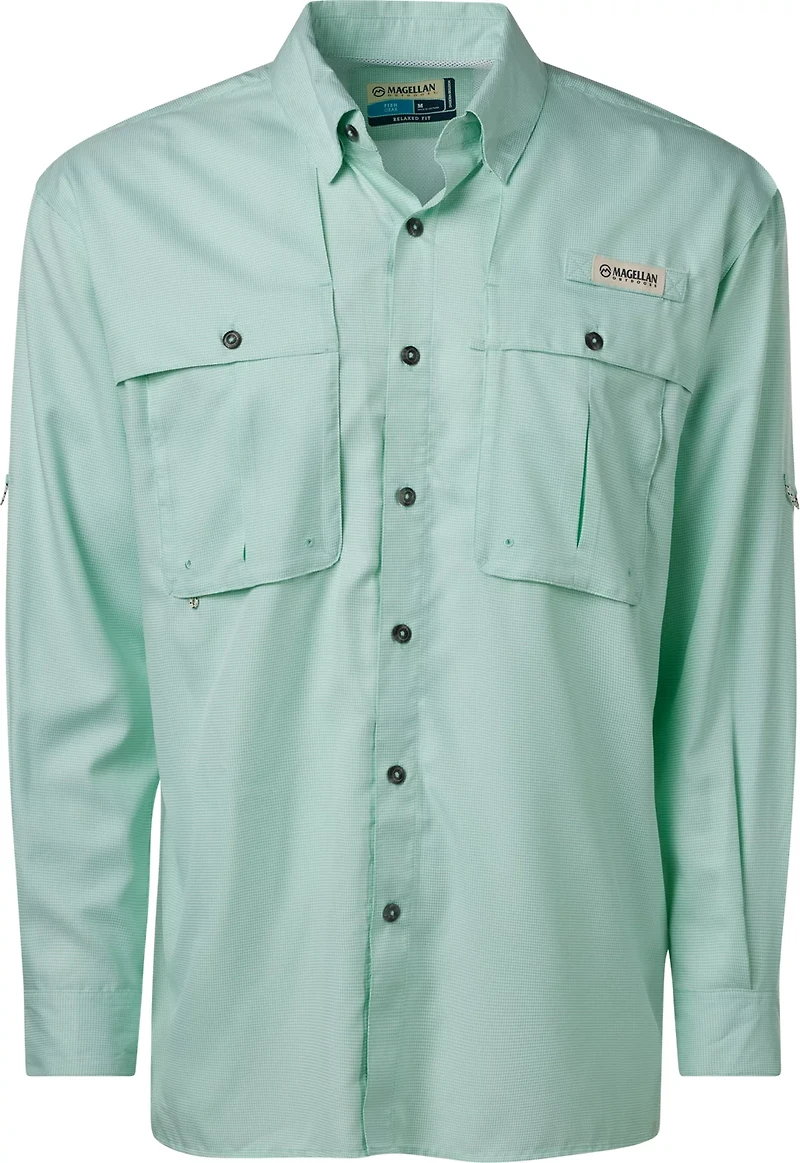Magellan Outdoors Men's Aransas Pass Mini Check Long Sleeve Fishing Shirt