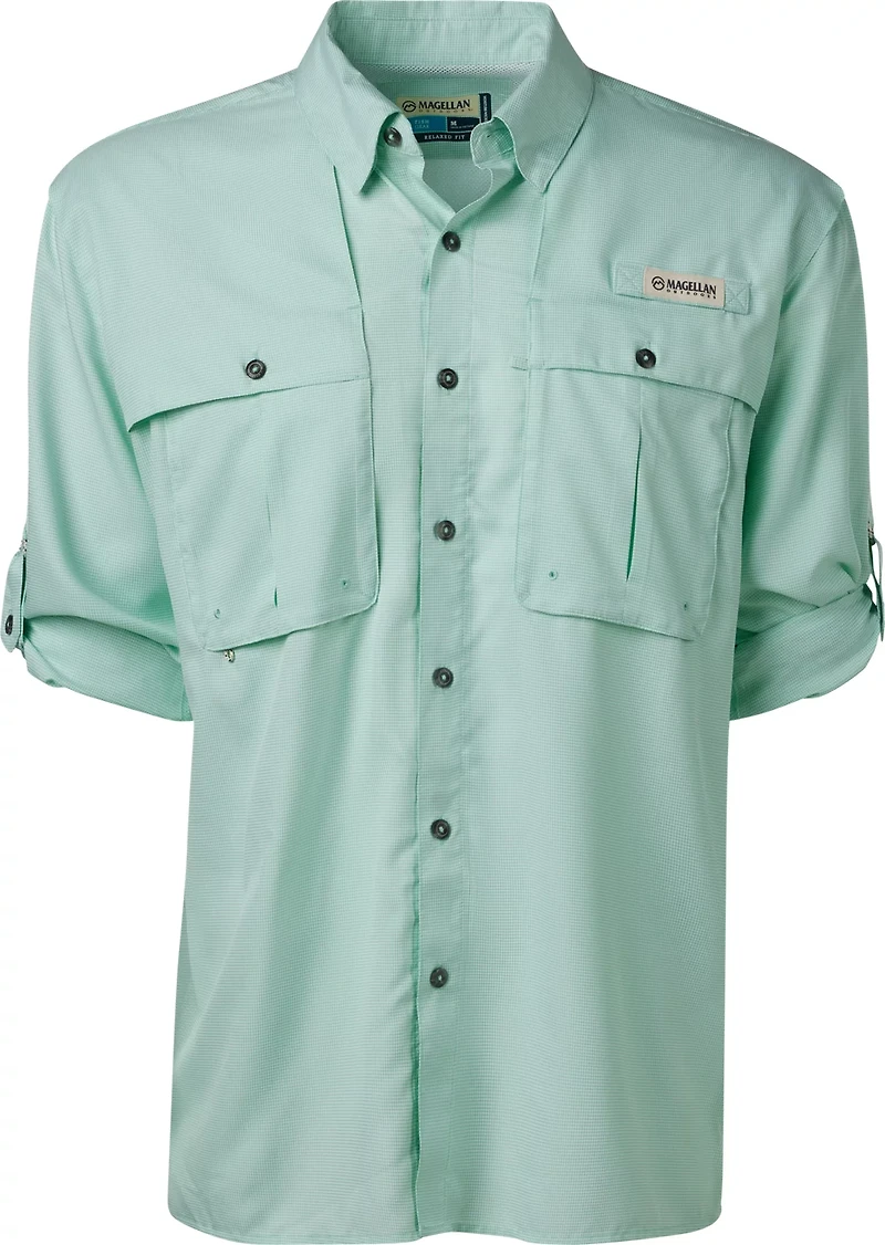 Magellan Outdoors Men's Aransas Pass Mini Check Long Sleeve Fishing Shirt