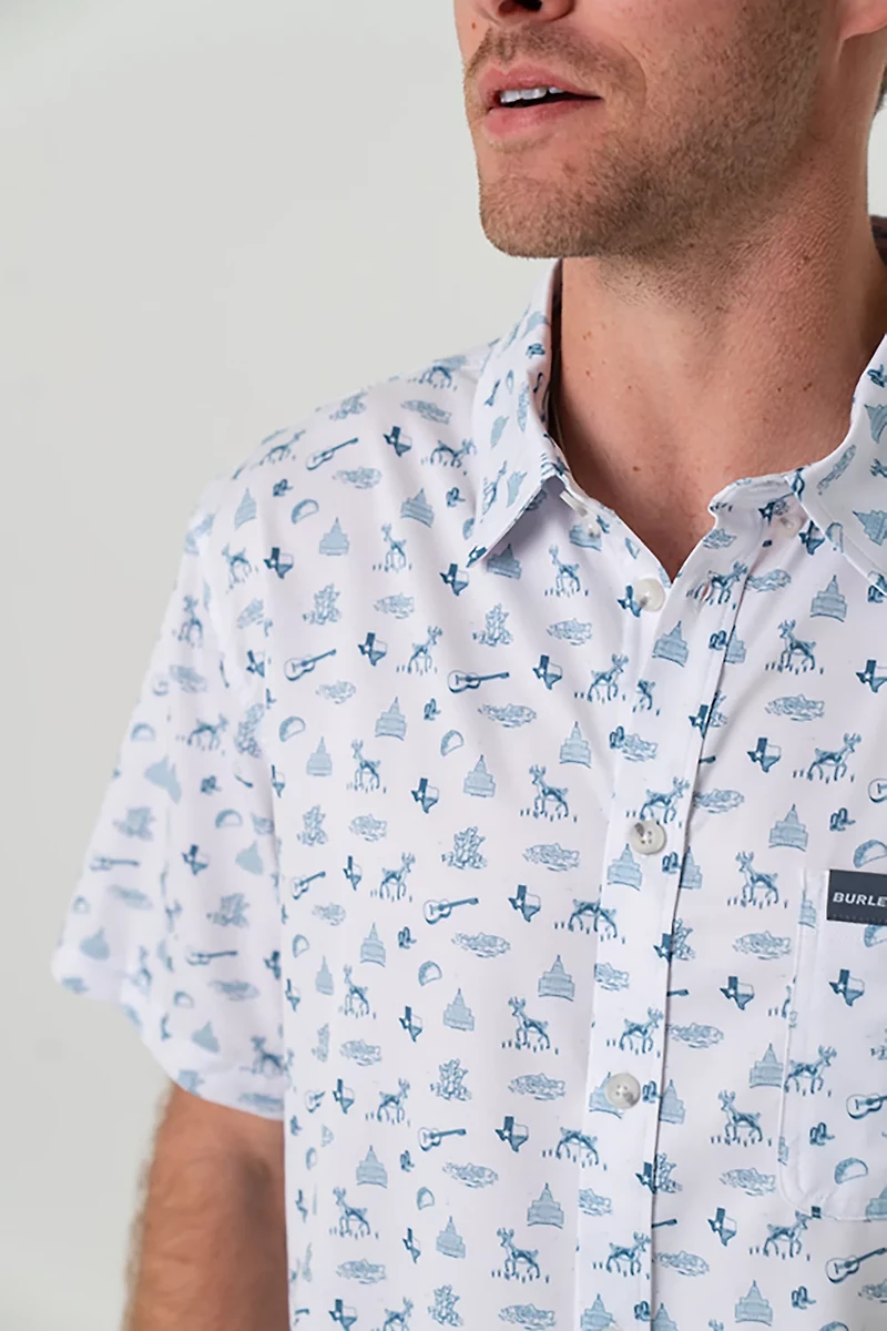 BURLEBO Men's Texas Pride Performance Button Up T-shirt