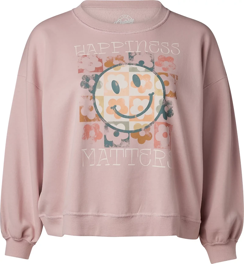 Lol Women's Happiness Matters Graphic Long Sleeve Crew Fleece