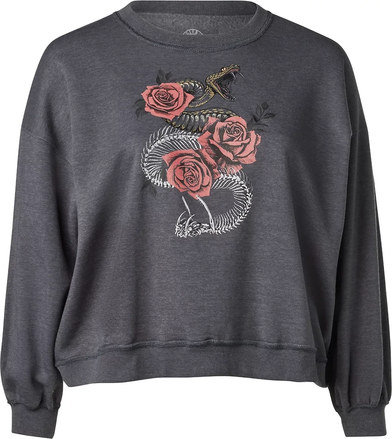 Live Outside the Limits Women's Rose Snake Fleece Crewneck Sweatshirt