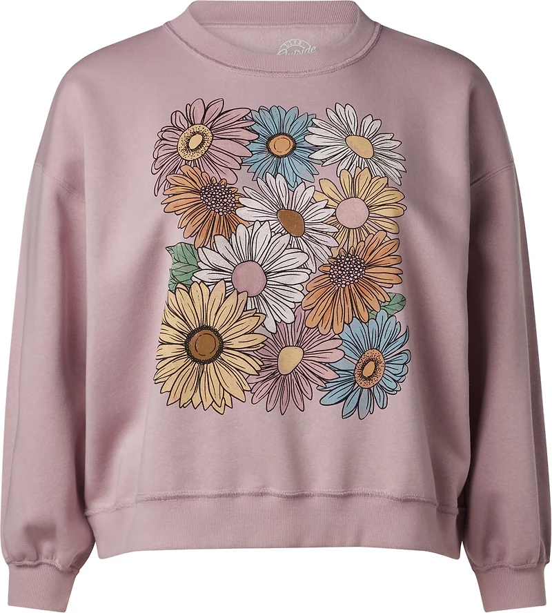 Lol Women's Flowers Graphic Long Sleeve Crew Fleece