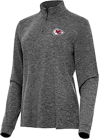 Antigua Women's Kansas City Chiefs Mentor LS QZ Mock Polo Pullover