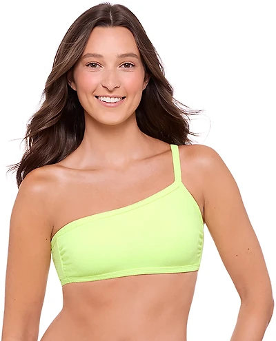 O'Rageous Juniors' Floral Texture Adjustable One Shoulder Bralette Swim Top