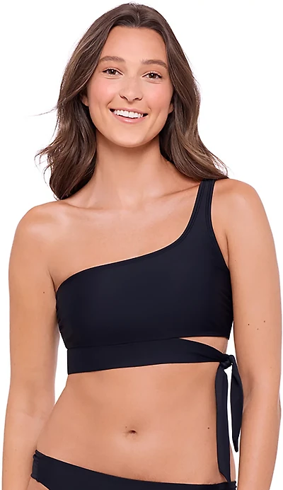 O'Rageous Juniors' Solid Tie Side One Shoulder Swim Top