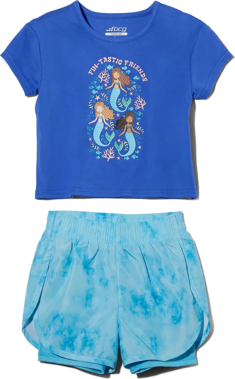 BCG Girls' (4-6X) Mermaids Shirt and Tie Dye Shorts Set
