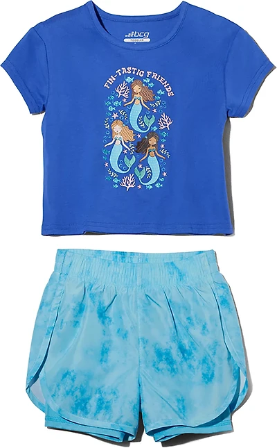 BCG Girls' (4-6X) Mermaids Shirt and Tie Dye Shorts Set