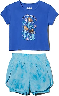 BCG Girls' (4-6X) Mermaids Shirt and Tie Dye Shorts Set