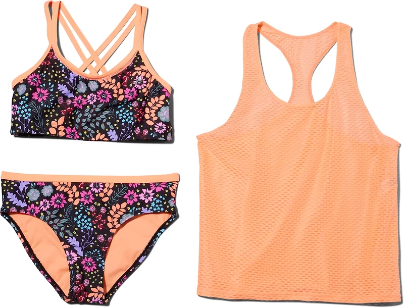 Gerry Girls' Terrarium Double Strap 3-Piece Bikini Swim Set