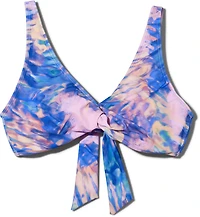 Freely Women's Kaleidoscope Twist Front Over The Shoulder Bralette Swim Top