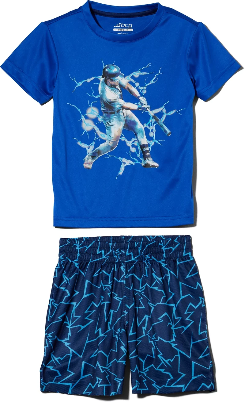 BCG Toddler Boys' Baseball Bolt Short Sleeve Set