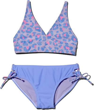 O'Rageous Girls' Spotty Leopard 2-Piece V-Neck Swimsuit Set